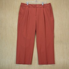 Talbots Weston Pants Womens 16WP Orange Pleated Trousers Wide Leg Career Chic picture