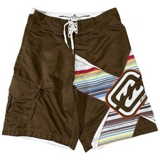 Billabong Y2K Board Shorts Mens Size 30 Shane Dorian Signature Brown Embroidered picture