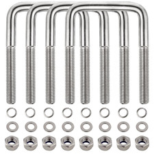 4 Sets 304 Stainless Steel Square U-Bolt Kits, Heavy Duty U-Bolt with Nuts,Flat picture
