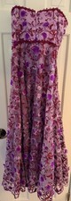 NWT Marchesa Notte Strapless bustier lilac Floral Embroidered Gown - size 8 picture