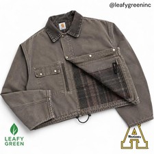 Carhartt Tan Crop Detroit Trucker Duck Canvas Pearl Snap Jacket us sz S picture