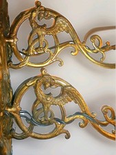 Pair of Rare Antique French Bronze/ Brass Sconces Dragon Griffon Chimera Petals picture
