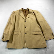 Kilburne and Finch Blazer Mens Large Khaki Linen Blend Sport Coat Jacket picture