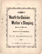 'Neath The Daisies Mother's Sleeping, 1877, Antique Sheet Music picture