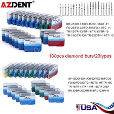 100Pcs/20Box AZDENT Dental Diamond Burs for High Speed Handpiece Medium FG 1.6mm picture
