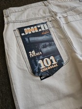 NWT JNCO Twin Cannon Jeans White Denim Embroidered Spiral J Logo Mens 42x32 picture