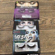 Halloween Essentials Eyelash Lot Of 3 Siren Disco Glitter Long Black Kiss Nice picture