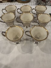 RARE VINTAGE SET OF 8 STERLING SILVER DEMI / DEMITASSE CUPS W/ LENOX INSERTS picture
