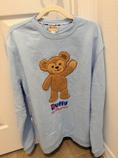 Duffy & Friends Disney Duffy the Disney Bear Blue Crewneck Sweatshirt L D23 NWT picture