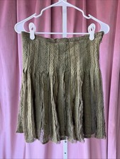 Odille Silk Tiered Lace Skirt Green Cotton Lightweight - Women’s Size 6 picture