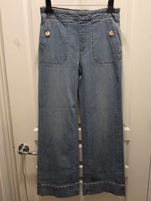 CHICO'S PULL ON WIDE LEG JEAN WITH BUTTON EMBELLISHMENT SIZE 6R (0.5) picture