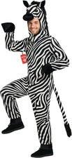 Morph Adult Zebra Costume Men`s Women`s Animal Jumpsuit Size S - XL Halloween picture
