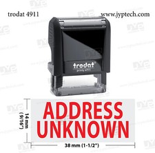 New Trodat 4911 Self Inking Rubber Stamp w. Address Unknown-RED picture