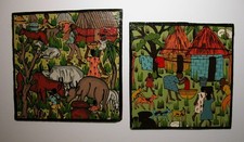 PAIR Vintage WEYA Zimbabwe African Folk Art Paintings Signed AJASI ALAMA Ex picture