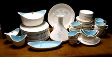 VTG AQUA CORNFLOWER/BOUTONNIERE Dinnerware (64) TAYLOR SMITH & TAYLOR EVER YOURS picture