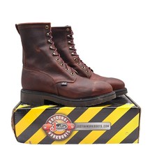 Justin Work Boots Mens 9.5 D 765 Briar Pitstop Steel Toe Leather USA Made NEW picture