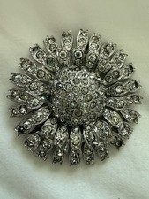 Rare Vintage TRIFARI KTF Rhinestone Sunflower Brooch Art Deco Sunburst Pin 1930s picture