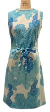 VESTED GENTRESS Vintage Women's Hand-Screened Print Belted Day Dress Sz 8 Preppy picture