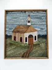 Vtg 1985 E. Lacoste Wood Lath Folk Art Church  Creations in Wood Gulfport MS picture
