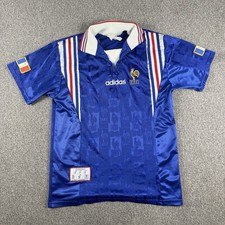 Vintage 1994-96 France Adidas Soccer Jersey #4 Blue Small Blue FFF Football picture