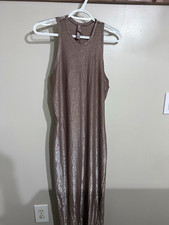 SKIMS Shimmer Metallic Tank Maxi Dress Rose Gold Copper Size XL Racerback picture