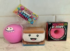 Ja-Ru Foodie Smooshy S'more Funny Face Ball Needoh DOHNUT w Sprinkles LOT OF 3 picture
