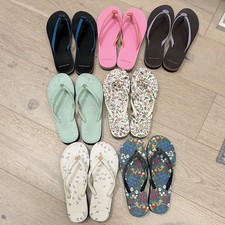 Tory Burch Women’s Flip Flop Sandals Lot 6 Multicolor Prints Logo Size 7 picture