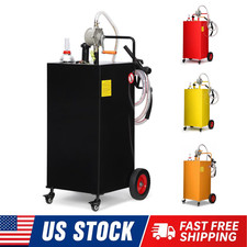 30/35/40/50 Gallon Fuel Caddy Manual Pump Gasoline Diesel Transfer Tank 4 Wheels picture