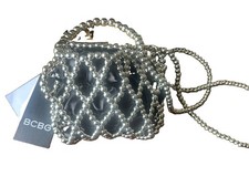 BCBG Silver Beaded Small Purse NWT picture