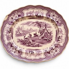 Antique Adams Palestine Purple Transferware Platter 12” Staffordshire c1840 picture