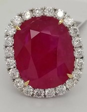 11.80 Ct Cushion Cut Natural Ruby Diamond Engagement Ring 14K Solid White Gold picture