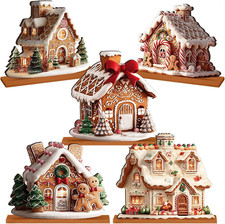 5 Pcs Gingerbread Christmas Table Decor, Gingerbread Village Set picture
