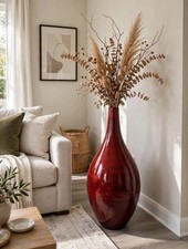 Pier 1 Imports Glossy Red Floor Vase 36” H X 14” D picture