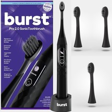 Burst Pro 2.0 Sonic Electric Toothbrush Adult Black w/ 3 replacement head combo  picture