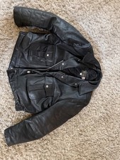 Vintage Outdoor Outfits Black Police Leather Jacket Size 44 Motorcycle picture