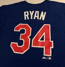 Vintage Majestic Nolan Ryan Texas Rangers #34 MLB Jersey T-Shirt LARGE Blue Y2K picture