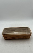 Longaberger Brown Handwoven Rectangular-Shaped Bread Basket With Protector picture