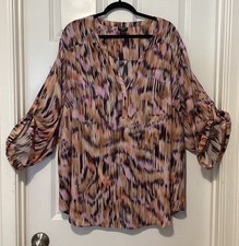 Torrid Plus Size 5X Multicolor Blouse, 3/4 Sleeves, V-neck picture