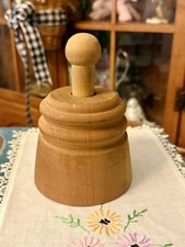 Rustic Primitive Vintage  Wooden Butter Mold Press with Maple Leaf Design picture