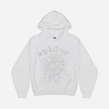 Sp5der OG Rhinestone Logo Hoodie White picture