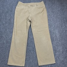 Talbots Corduroy Pants Womens 16 Petite Khaki Straight Leg Stretch Cotton Blend picture