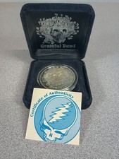 2000 Liquid Blue Grateful Dead Shield One Ounce Silver Coin (Skull & Roses) #170 picture