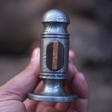 High Quality Handmade Damascus Steel Ball Peen Hammer with Carved Wooden Handle picture