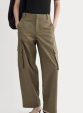 Everlane Sz 8 Deep Taupe Brown Buttersmooth Wide Leg Cargo Trouser Pants New picture