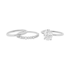Aurvelle 2ct Oval Moissanite 3 Piece Bridal Ring Set 925 Sterling Silver picture