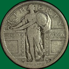 1917 Type 1 Standing Liberty Quarter Fine F Coin #49887 picture