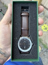 Henry Ashton Perpetual Classic Mens Watch 42MM Black Dial Brown Bands Date picture