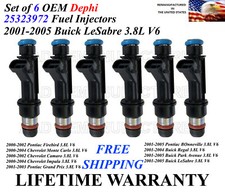 Genuine Delphi 6x Fuel Injectors For 2001-2005 Buick LeSabre Bonneville 3.8L V6 picture