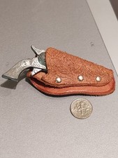 Vintage Mini Roy Rogers RR Metal Diecast Toy Cap G With leather Holster picture
