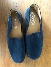 Tod's Men's Blue Suede Slip-On Espadrille Casual Shoes Rubber Sole Sz 10 picture